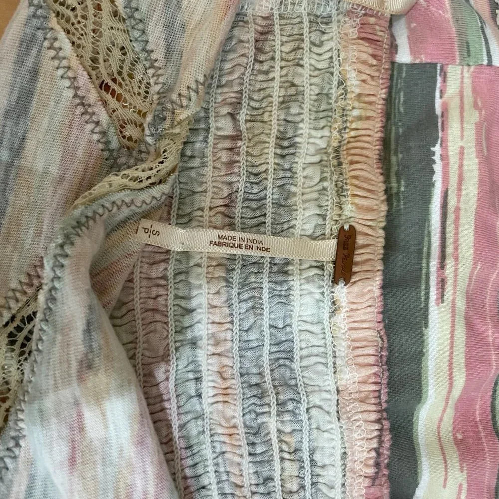 FREE PEOPLE Lace Trim Striped Cami Tank Top - size small - Picture 3 of 5